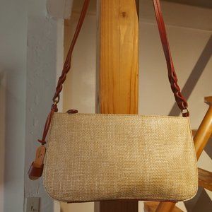 Etienne Aigner Straw Shoulder Bag Purse w/ Adorable Clog Charm